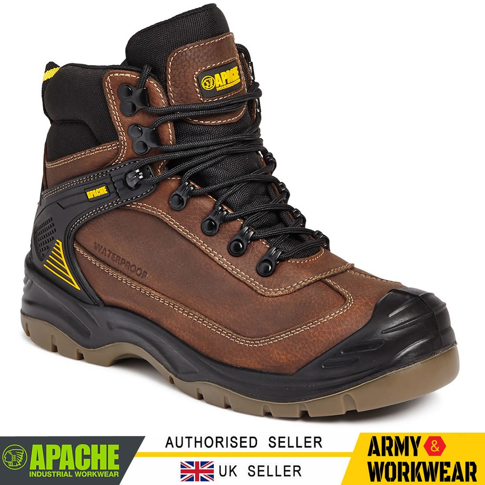 Apache S3 Safety Boots - Waterproof Steel Toe All Terrain Ranger Brown