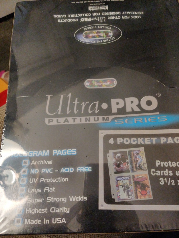 100 ULTRA PRO PLATINUM 4-POCKET Pages Sheets Protectors 1 Box Binder Hologram b