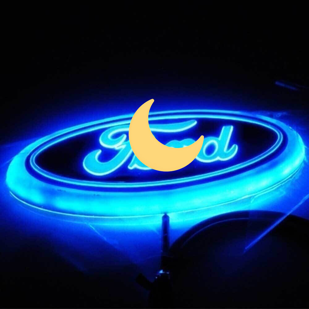 7'' Blue Light LED Tailgate Badge Front Grille Emblem Badge Nameplate For Ford