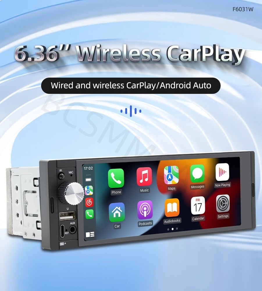 6.36in Touchscreen Car Stereo with Bluetooth Carplay Android Auto FM Player