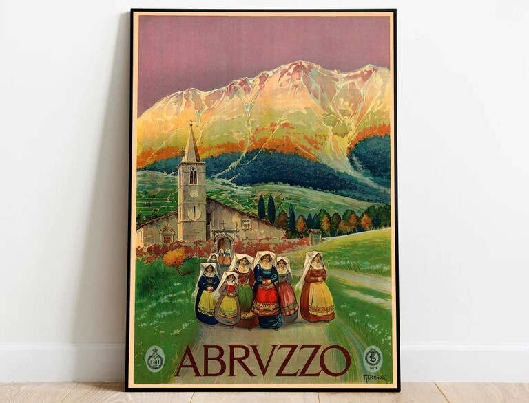 Abruzzo Poster Print| Vintage Travel Poster| Art for Wall Decor| Wall Art Print-image