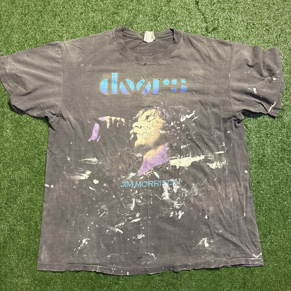 Vintage The Doors Jim Morrison T-Shirt Mens XL Graphic 90s Distressed Smoked Out