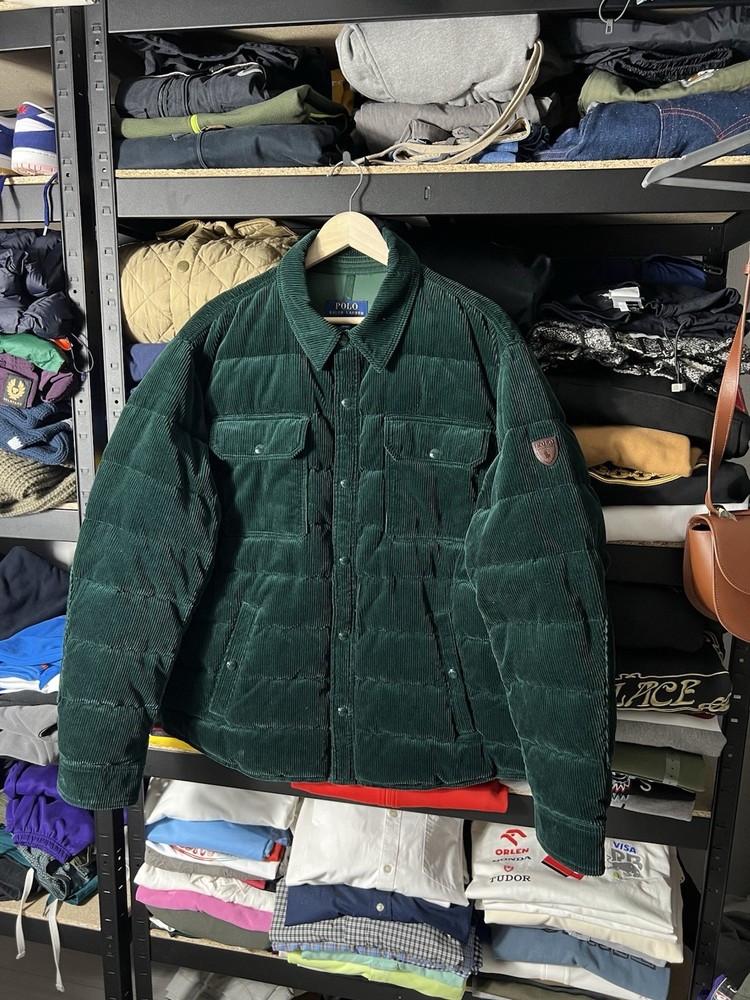 Polo Ralph Lauren Corduroy Down Jacket Forest Green Size XL