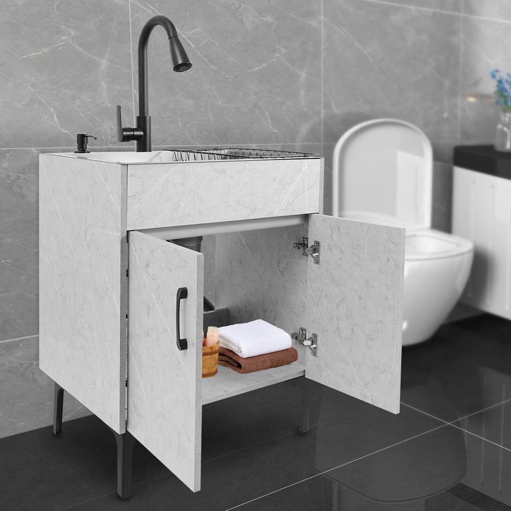 Laundry Sink with Storage Cabinet for Utility Room or Basement