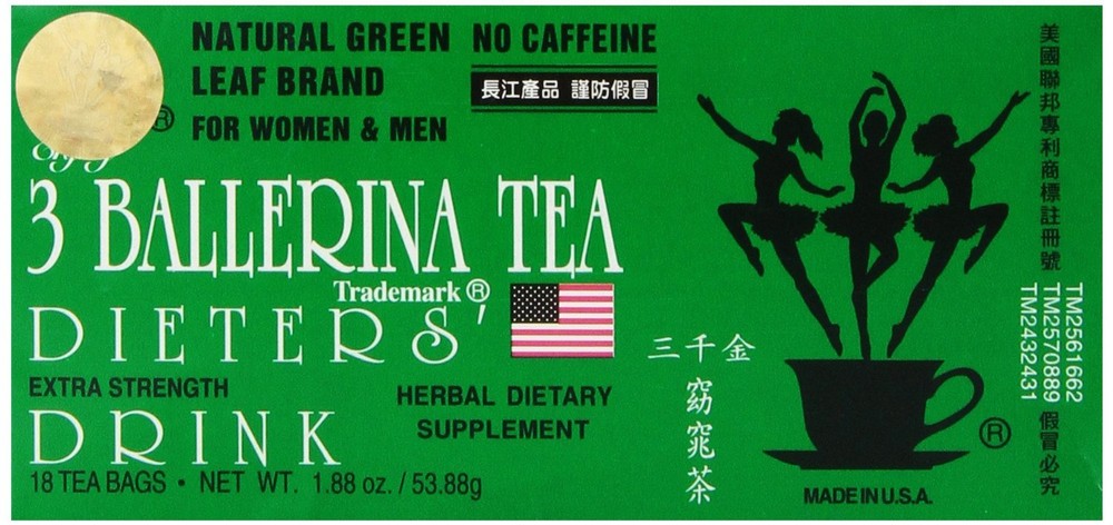3 Ballerina Extra Strength Dieters Tea for Weight Loss 18 Bags Herbal Detox Tea