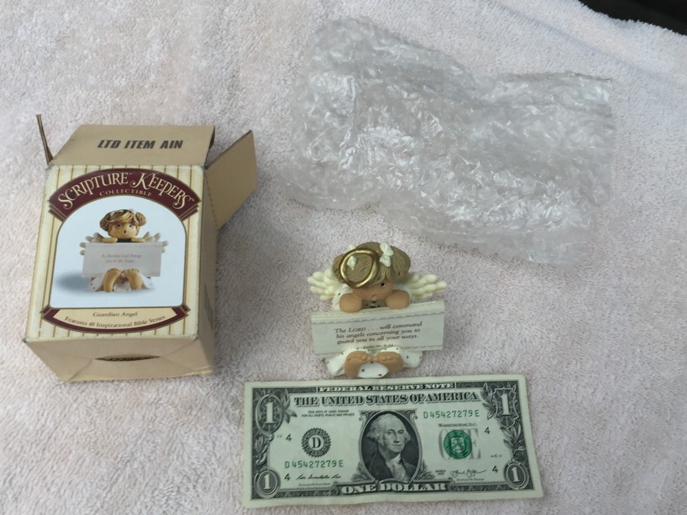 NEW 1997 Guardian Angel Scripture Keeper/Holder Figurine  BX-AC-image