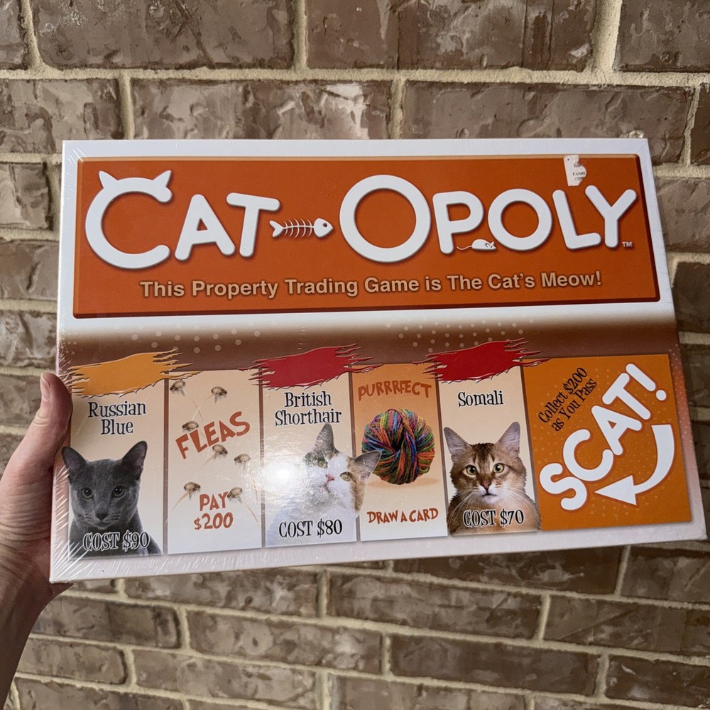 New Sealed Cat-OPOLY Board Game Late For The Sky Monopoly Style Game 2-6 Players