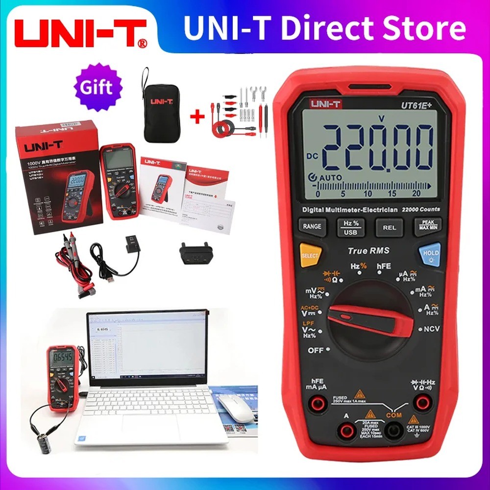 UNI-T UT61B UT61D UT61E Smart Digital Multimeter — True RMS, Auto Range, 6000