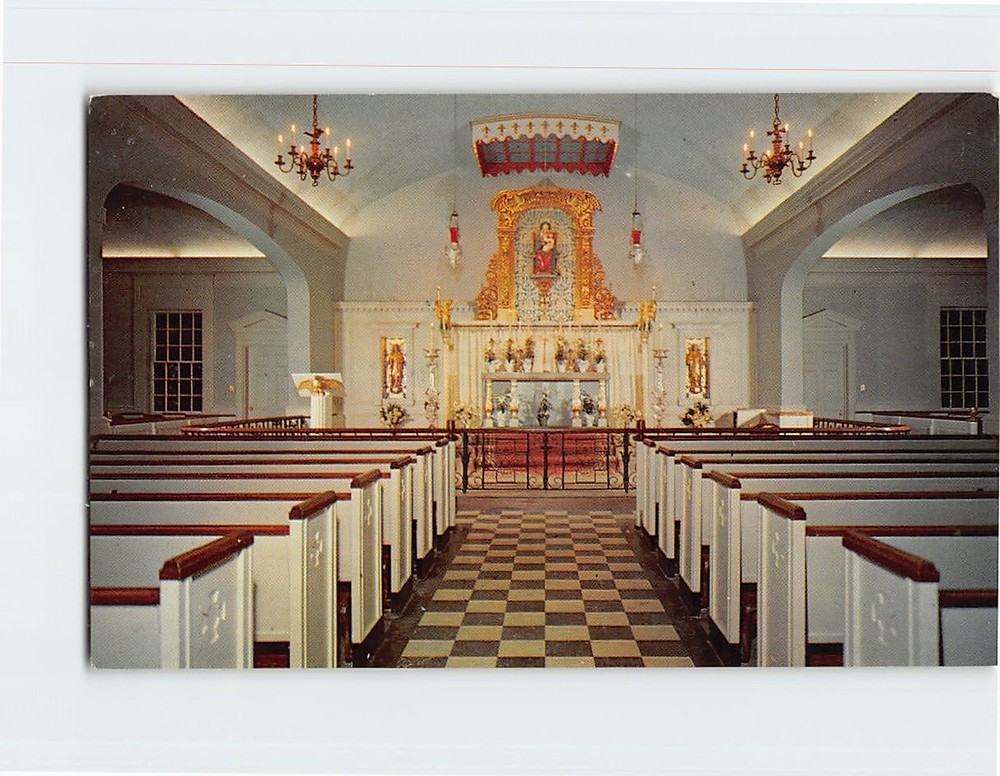 Postcard Interior St. Bede's Catholic Church Williamsburg Virginia USA