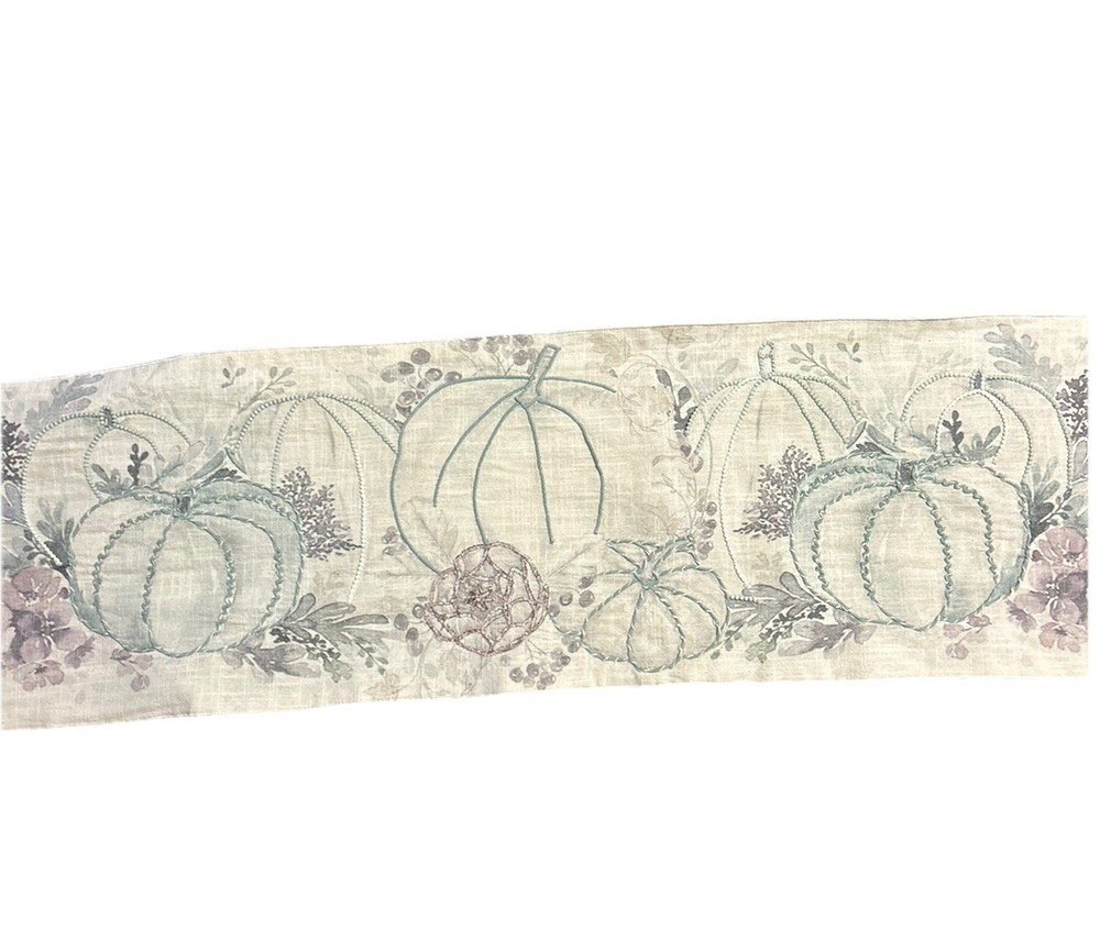Rachel Ashwell Fall Pumpkin Blue Plum Farmhouse Table Runner 13 X 70 Autumn Decor