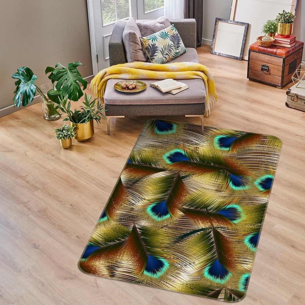 3D Peacock Feather ZHUC2546 Game Non Slip Carpet Mat Photo Carpet Amy