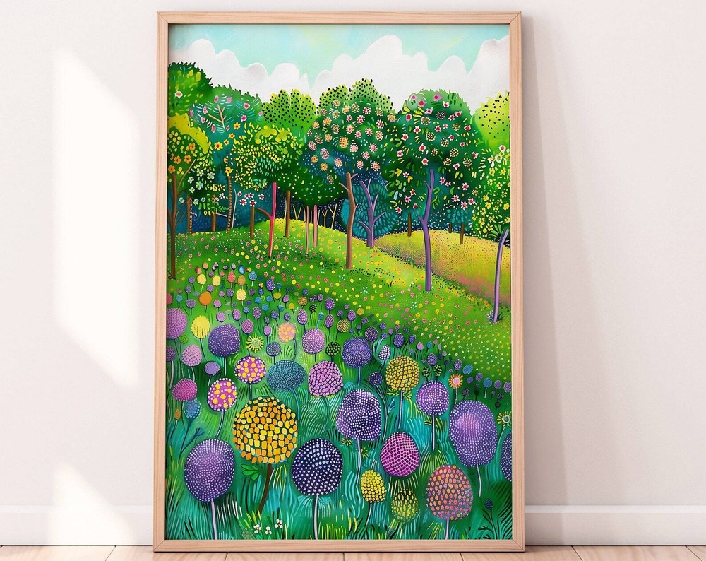 Spotted Flowers Colorful Scenery Wall Art Floral Summer Bright Vibrant Print