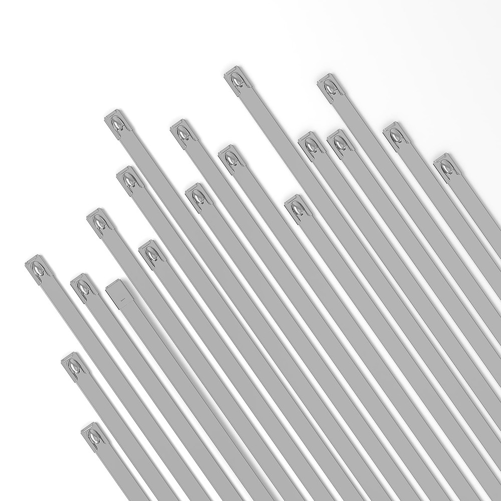 8 inch Metal Cable Zip Ties Heavy Duty, 100PCS Outdoor Cable Ties- 304 Stainl...