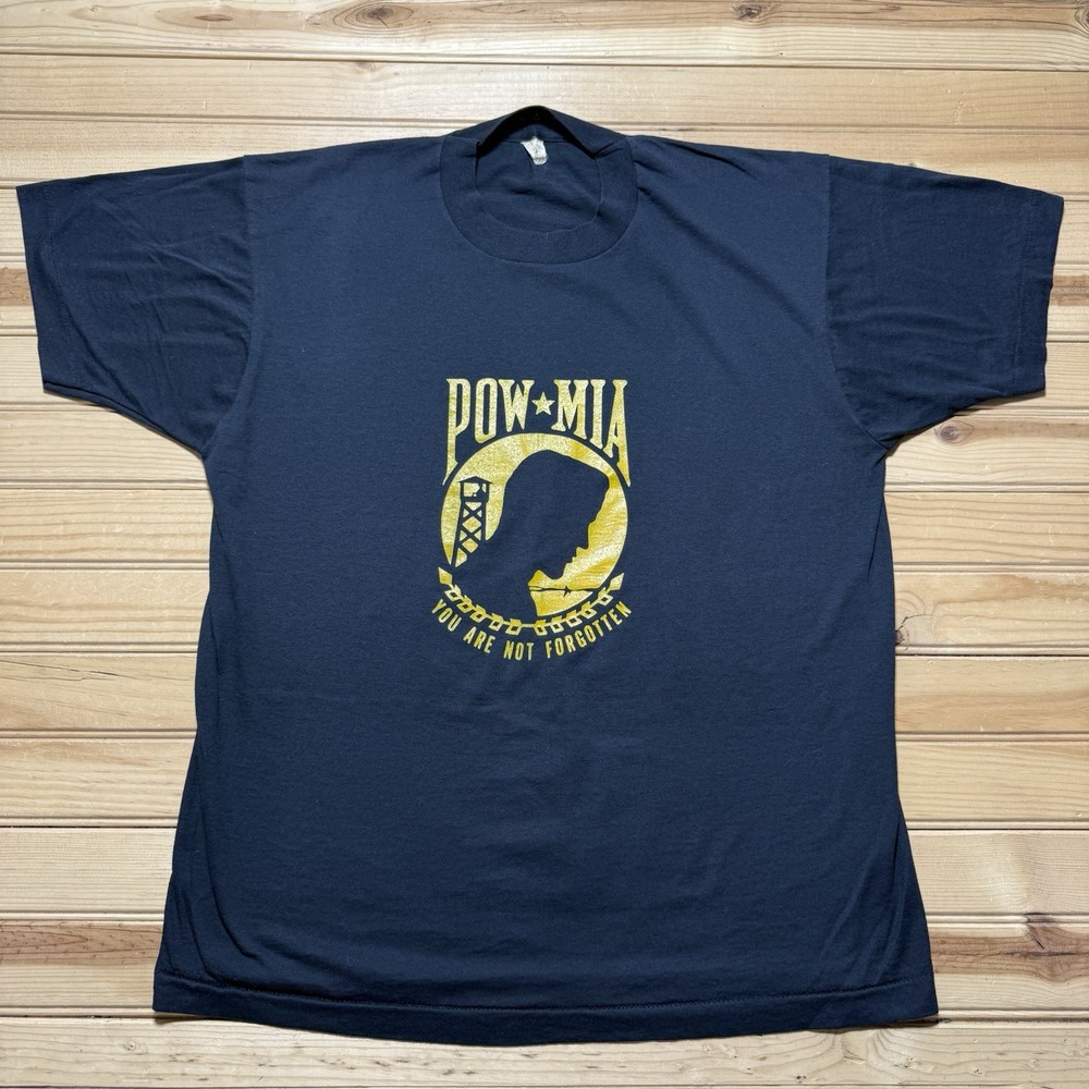 Vintage 80s POW MIA You Are Not Forgotten Soldier Shirt Size XL Single Stitch