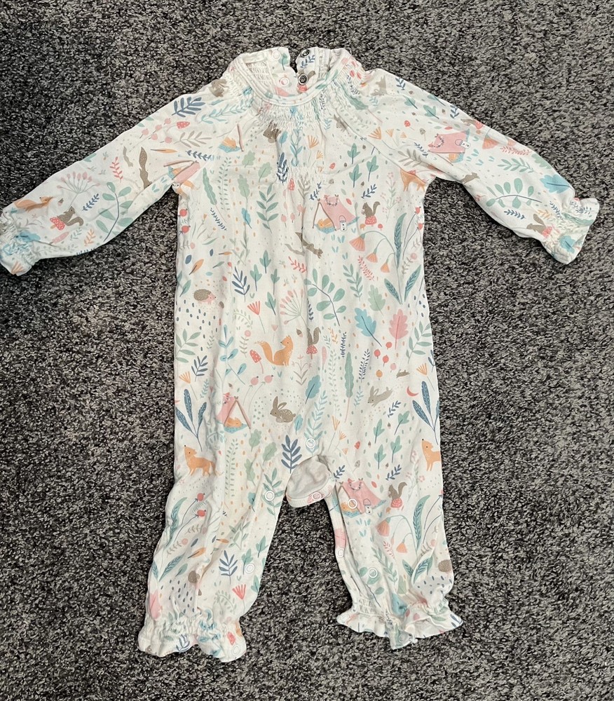 Angel Dear Woodland Animal Bamboo Blend Long Sleeve Baby Pajamas Size 3-6 Months