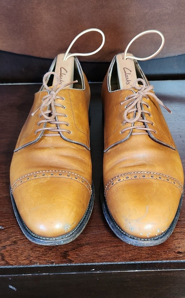 Salvatore Ferragamo Oxford Shoes Mens Size 10 EE Brown Leather Cap Toe