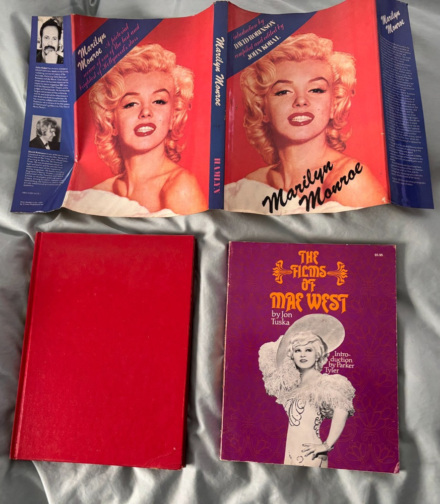 Marilyn Monroe & Mae West 2 reference movie tie-in books VG Marilyn has DJ
