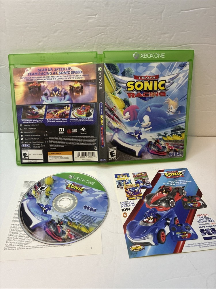 Team Sonic Racing Microsoft Xbox One 2019 CIB COMPLETE TesteD USED WORKS