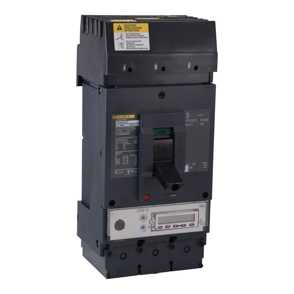 Square D LLA36400U44X - MCCB 400A 3P 600VAC 50kA Mic. 6.3A ABC, Circuit Breaker