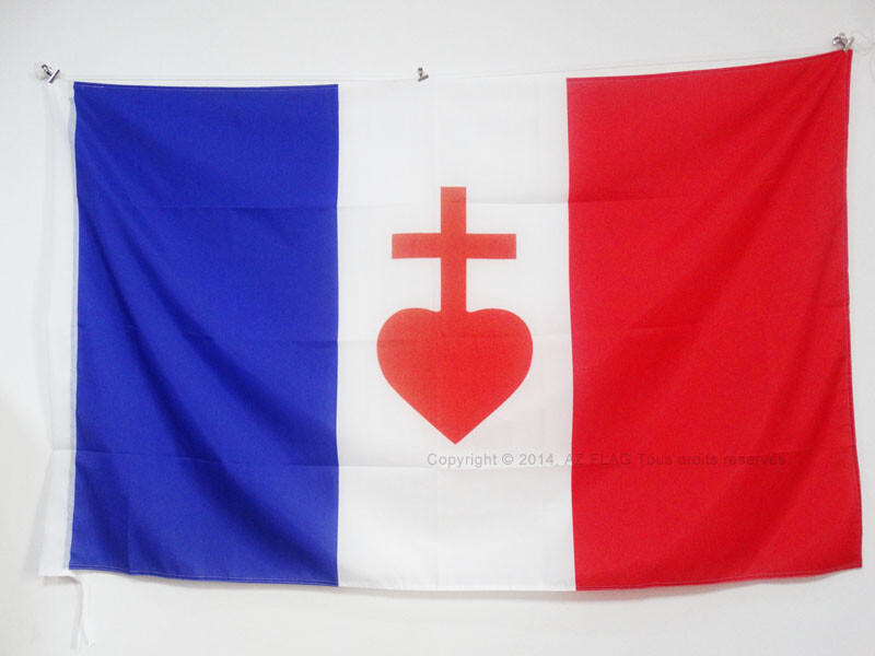 FRANCE SACRED HEART OF JESUS FLAG 2' x 3' for a pole - FRENCH CATHOLIC FLAGS 60