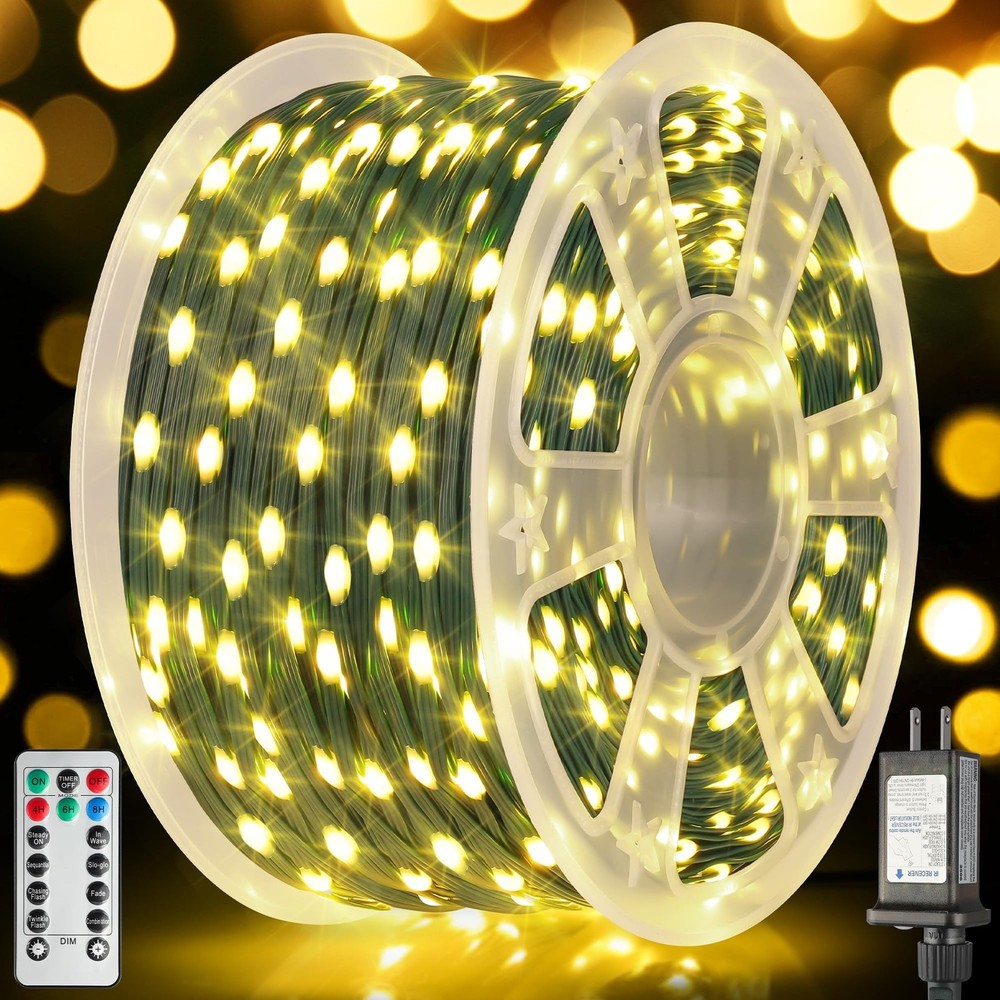 492FT 1500 LEDs String Lights with Remote, Dimmable 8 Modes Timer & Memory Fu...