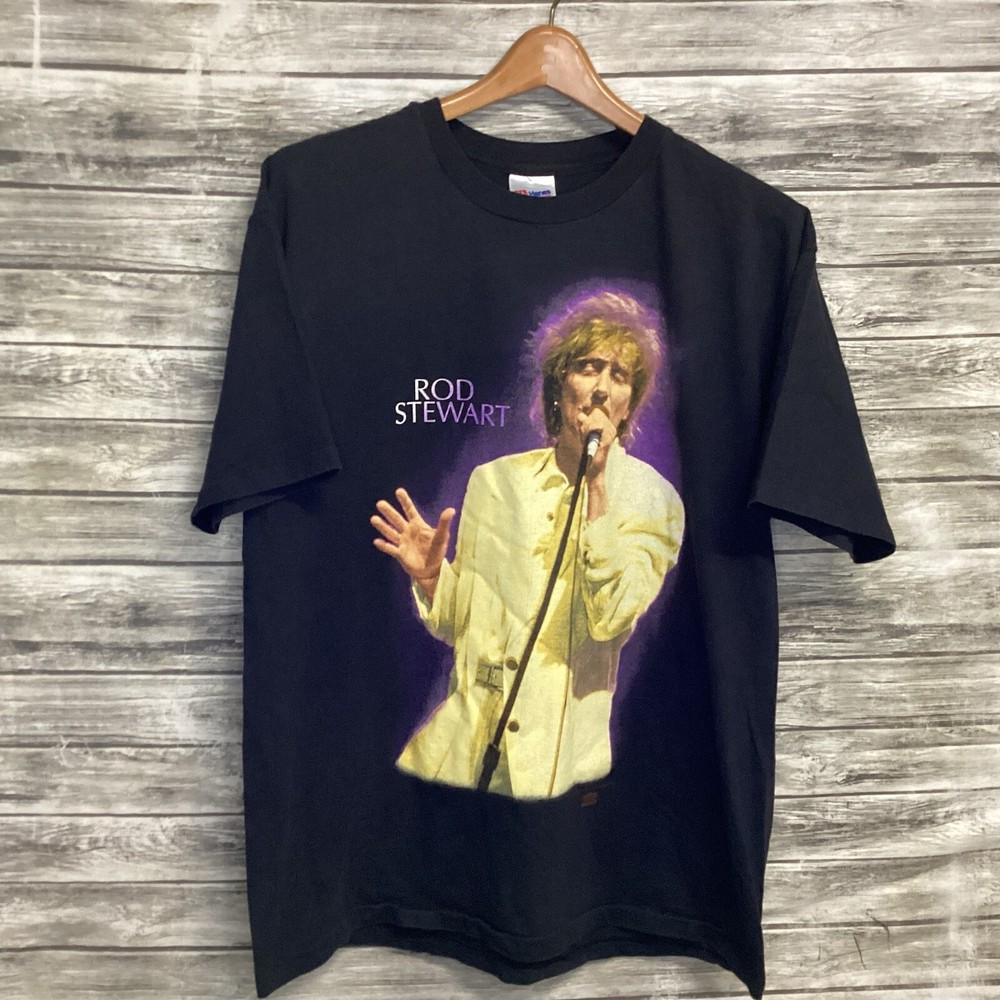 Vintage Rod Stewart Shirt Mens XL Black A Night to Remember Tour Graphic Tee 90s