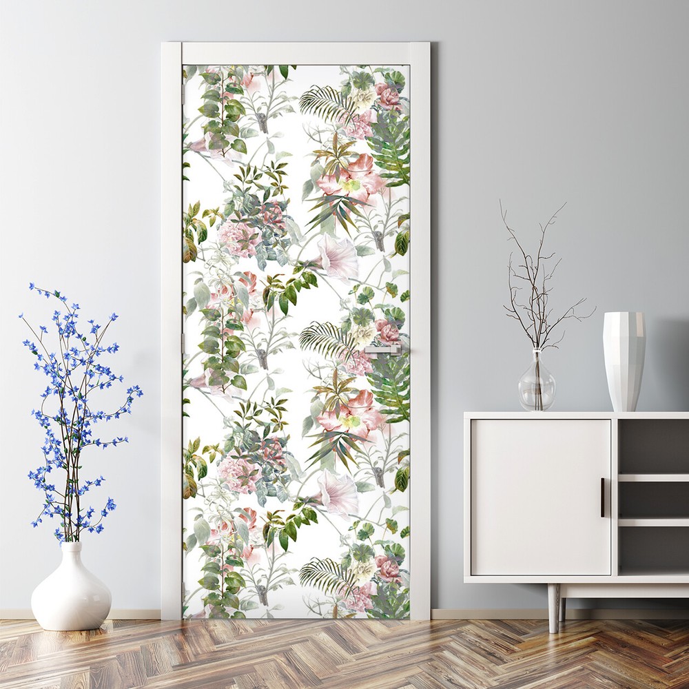 Soft Garden Bubble Free Door sticker white and green Decal Decor reusable