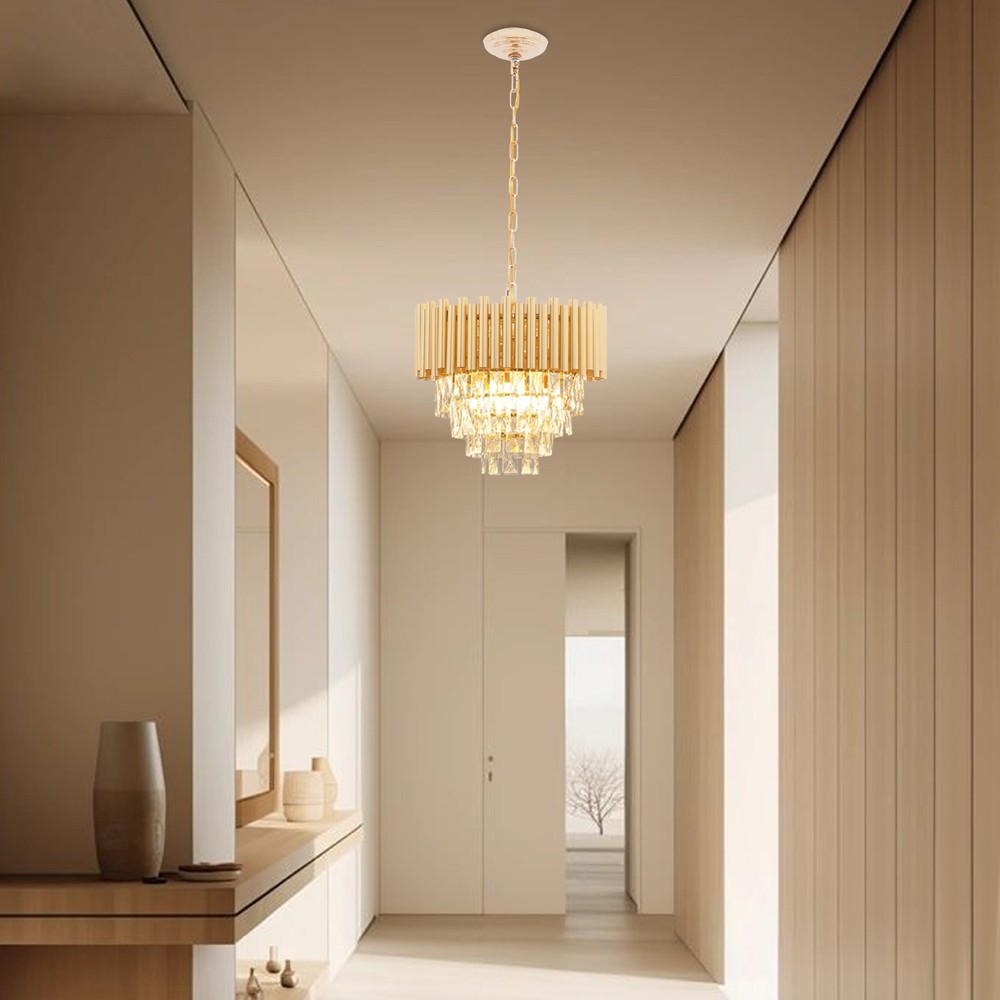 Elegant USModern Crystal Gold LED Chandelier Ceiling Light Fixture