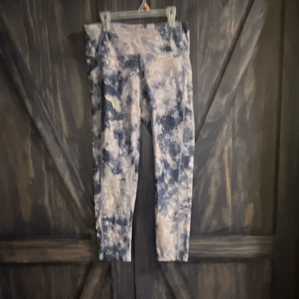 Calvin Klein Performance Blue Ankle Leggings Women's Size L Tie Dye Wick