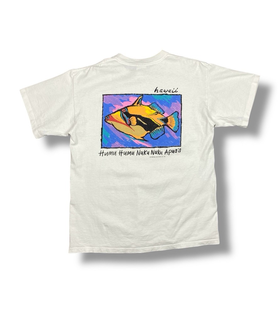 Vintage 1994 Maui Bay Hawaii Fish Graphic T-Shirt Made in USA Size L
