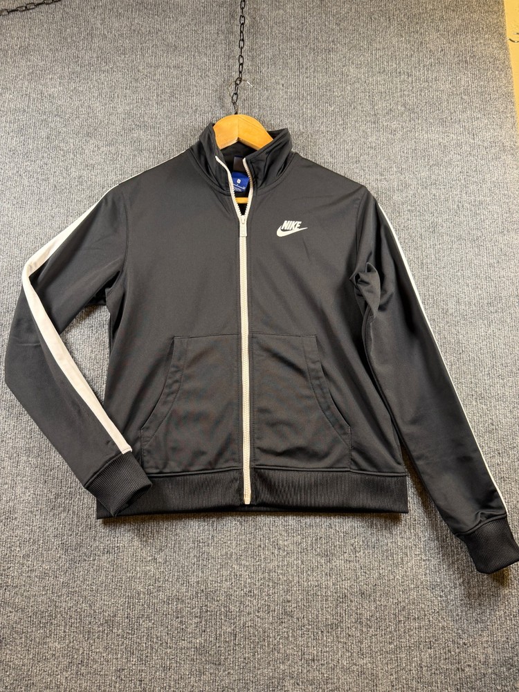 Nike Women's Sportswear Track Jacket Size Small Black White Trim Full Zip