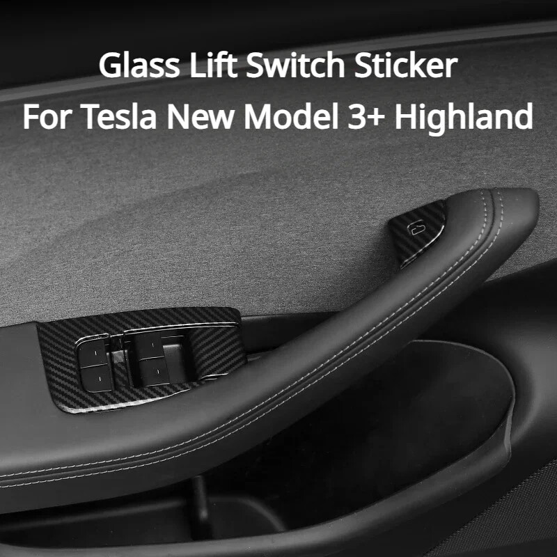 Door Glass Lift Button Decorative Cover Sticker for Tesla Model 3+ Highland 2024