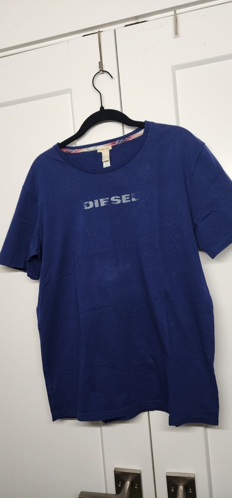 Diesel Blue Cotton Jersey Crew Neck Logo Men's Short Sleeve T-Shirt Size L