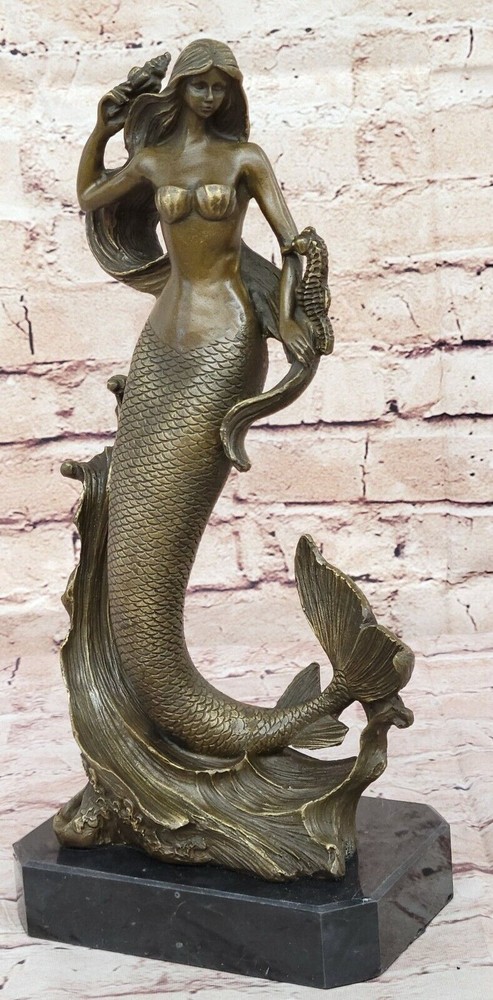 Pure Bronze Marina Sea Siren Mermaid Figurehead Large Sculpture 13