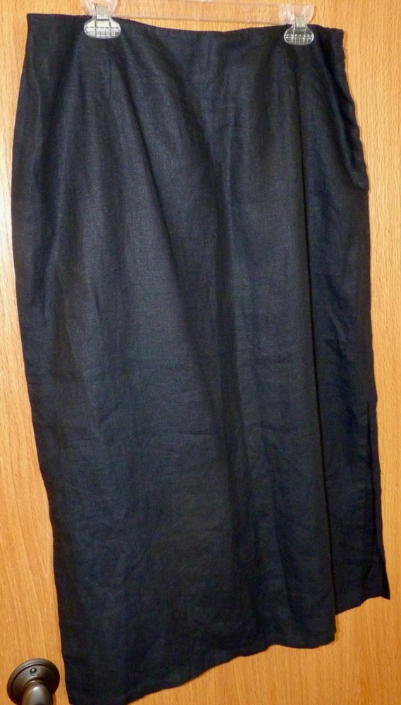 TALBOTS Black Linen Maxi Skirt 16