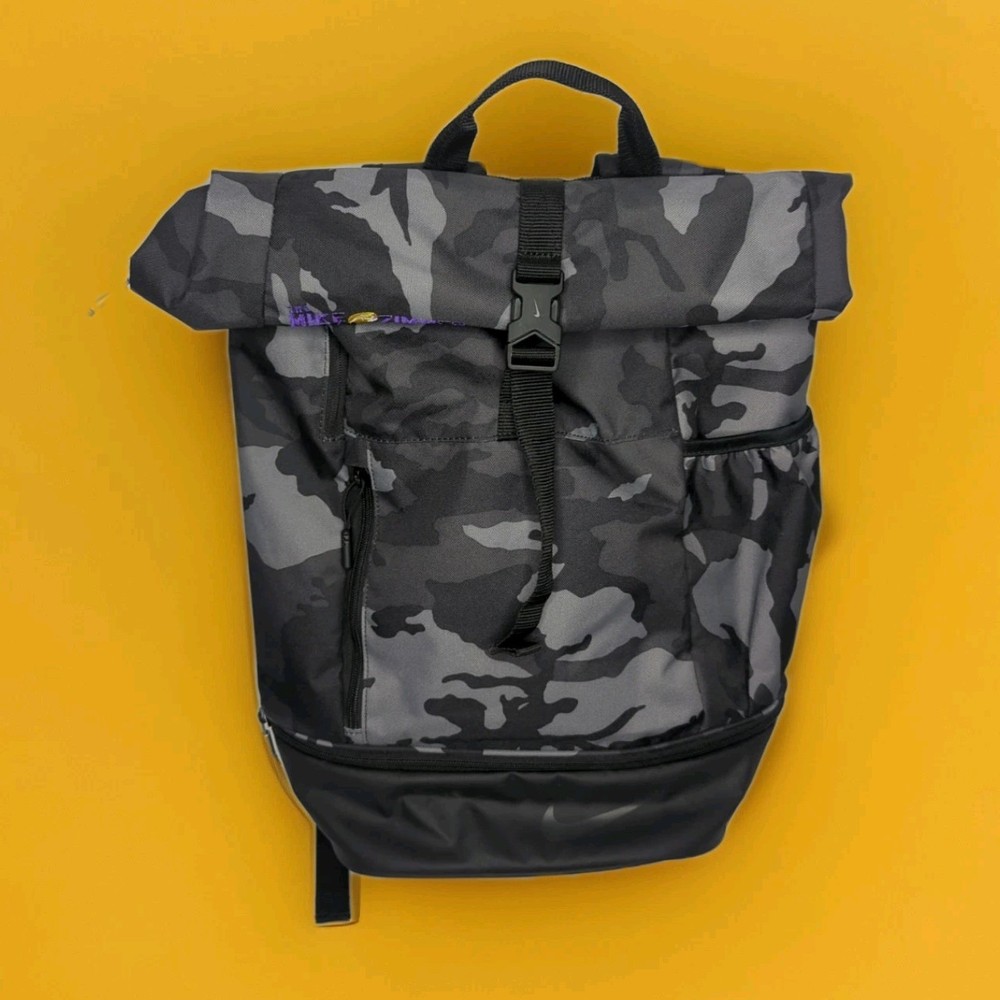 Nike Golf Sport Camo Backpack Top Load Rolltop Gym Bag School Travel Black Grey