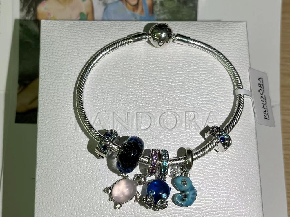 Pandora 925 Silver Sea Turtle Charm Bracelet 7.5 Inch New with Box