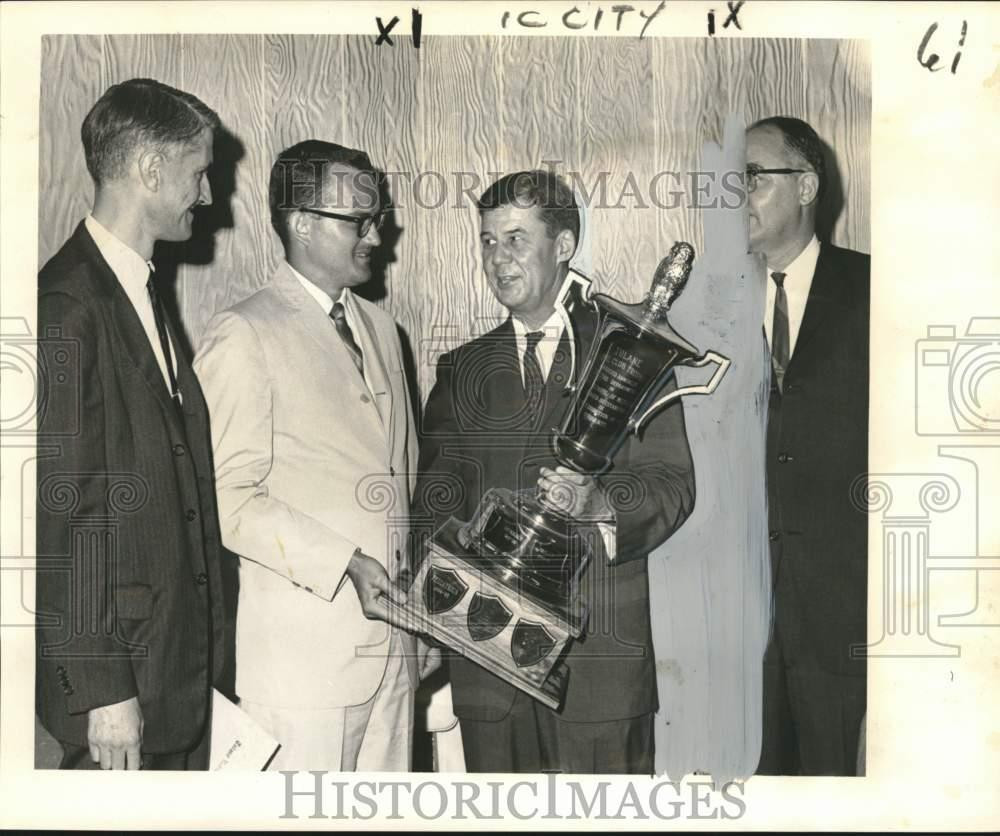 1965 Press Photo Dr. Norman C. Woody Accepts Award Given by Owl Club at Tulane