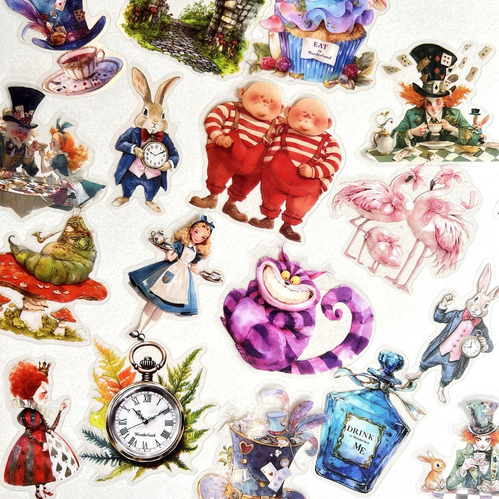 Wonderland Character Stickers  Junk Journaling Collage Scrapbooking