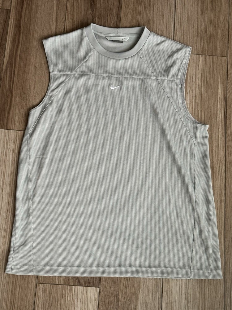 Vintage Nike Center Swoosh Tank Top Men’s Basketball Waffle Knit Gray Shirt L