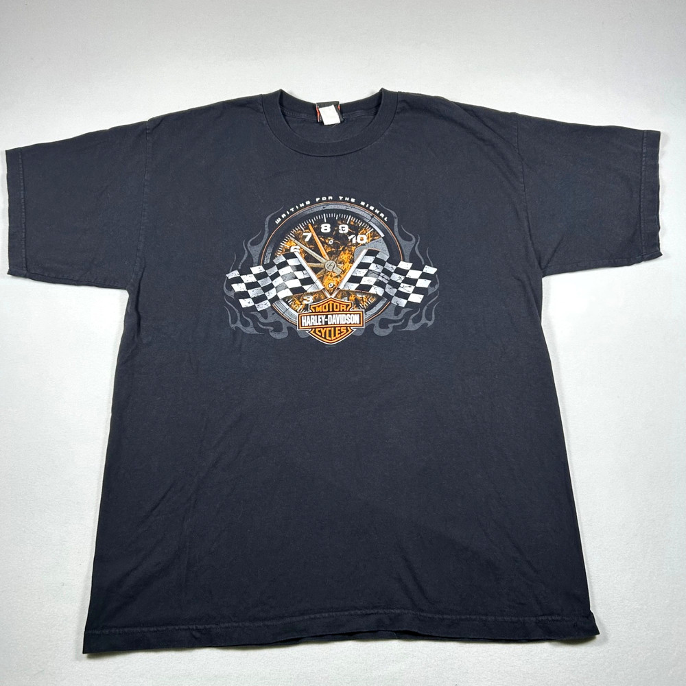 Harley-Davidson Bahrain Racing Flags Graphic T-Shirt Men’s 2XL Black Made USA