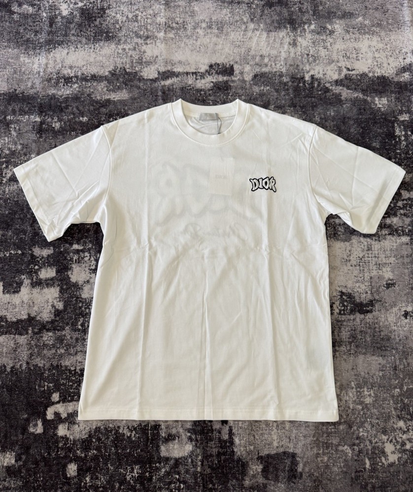 Dior Embroidered Logo Cotton T-shirt White Sz L