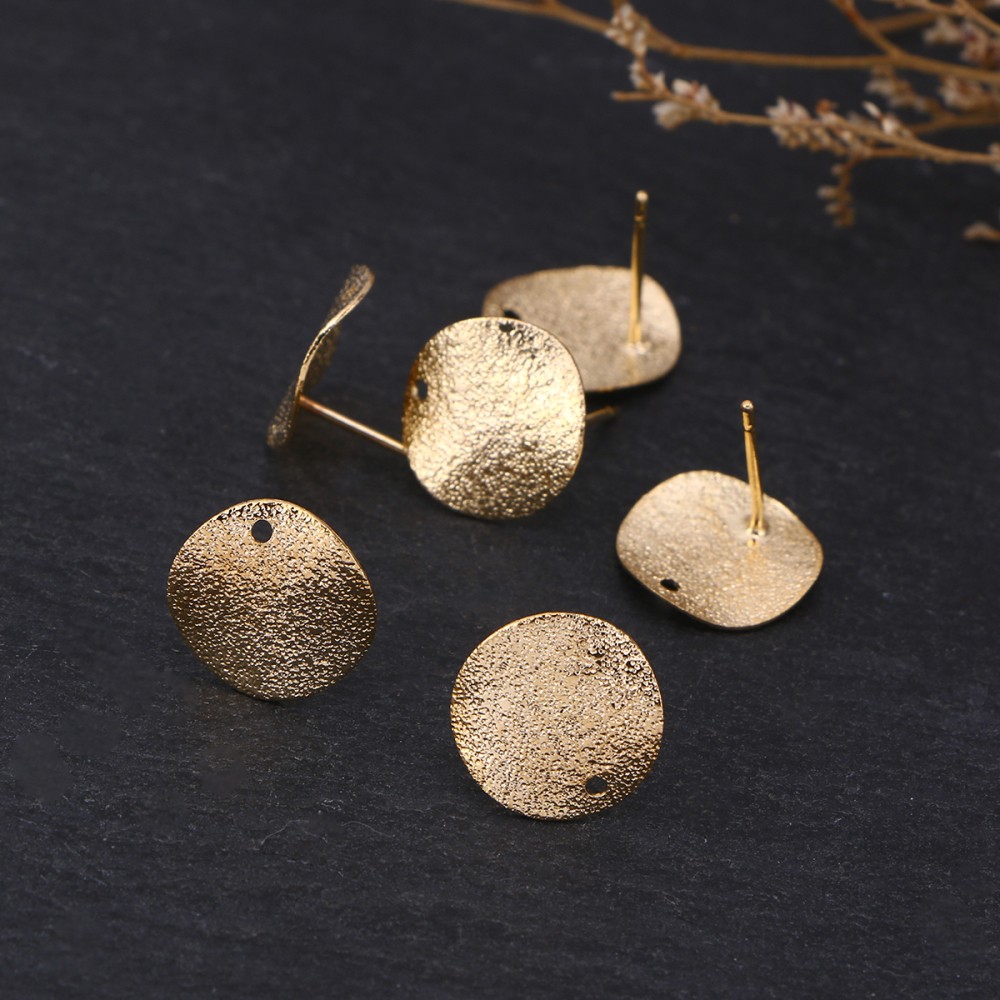 20-Piece Metal Ear Studs with Holes - Flat Pad Post Earrings