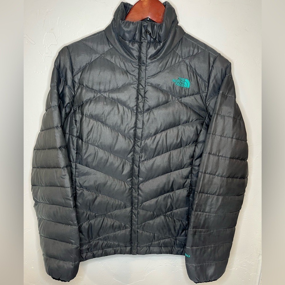 The North Face Aconcagua 550 Down Gray Black w Teal Women's Puffer Jacket Med