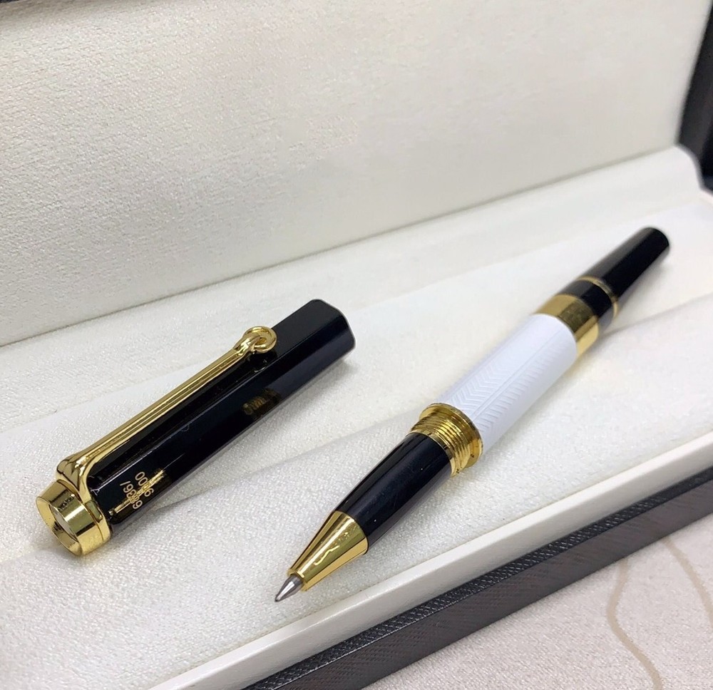 Deluxe Writers Series White - Gold Clip 0.7mm Rollerball Pen No Box