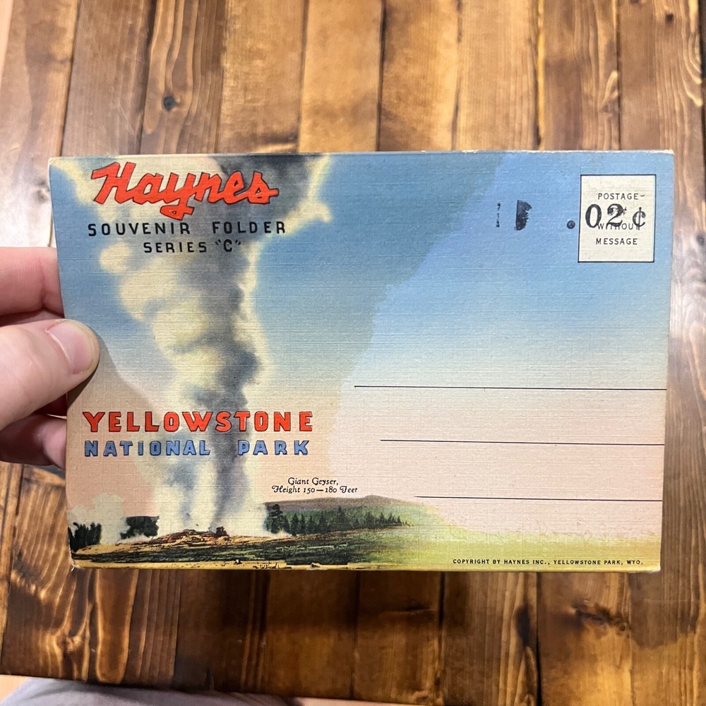 Vintage Souvenir Postcard Folder Yellowstone National Park Haynes
