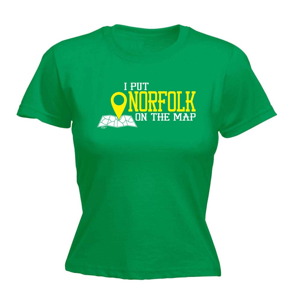 Put On The Map Norfolk - Womens T Shirt Funny T-Shirt Novelty gift tshirt