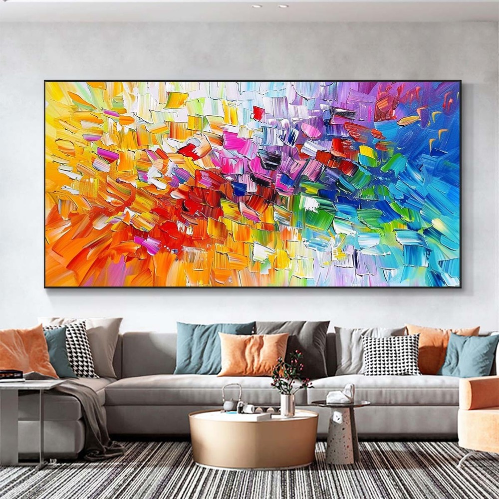 Large Wall Art Paintings Hand Painted Abstract Oil Painting On Canvas red yellow