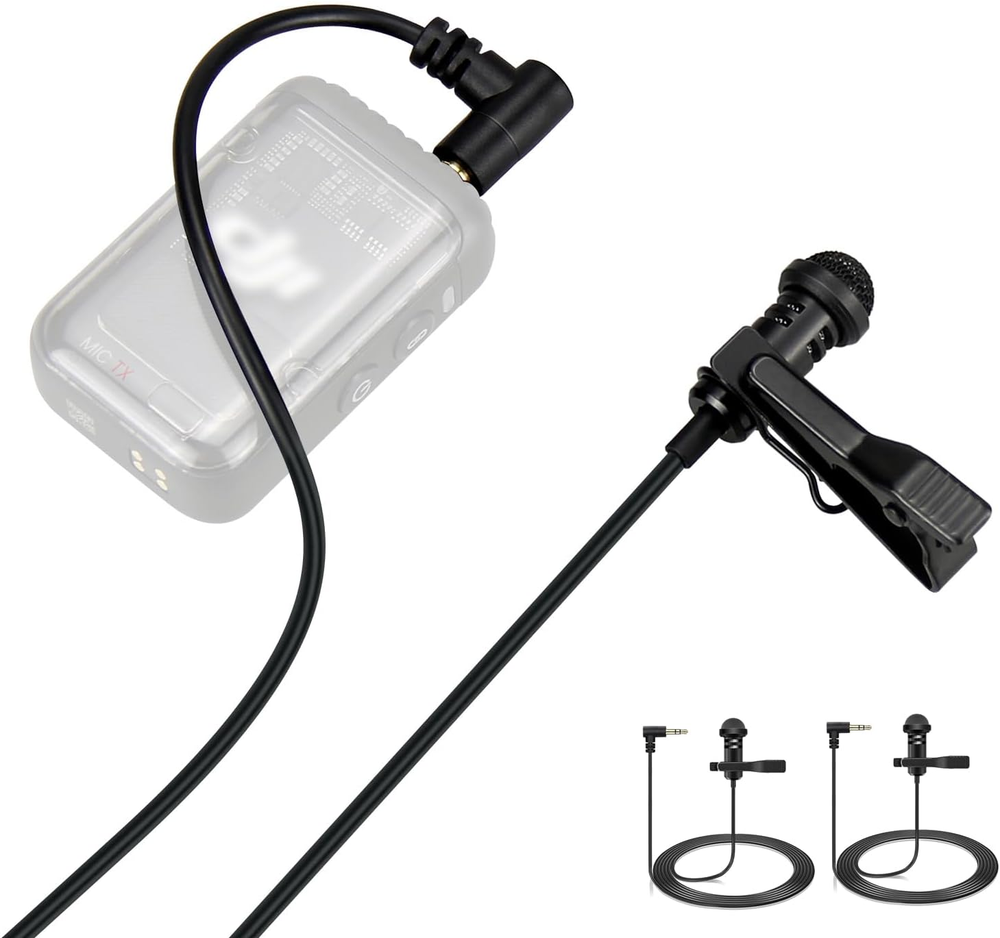 2-Pack Lavalier Microphone Compatible with DJI Mic 2 / Mic 1 and Rode Wireless P