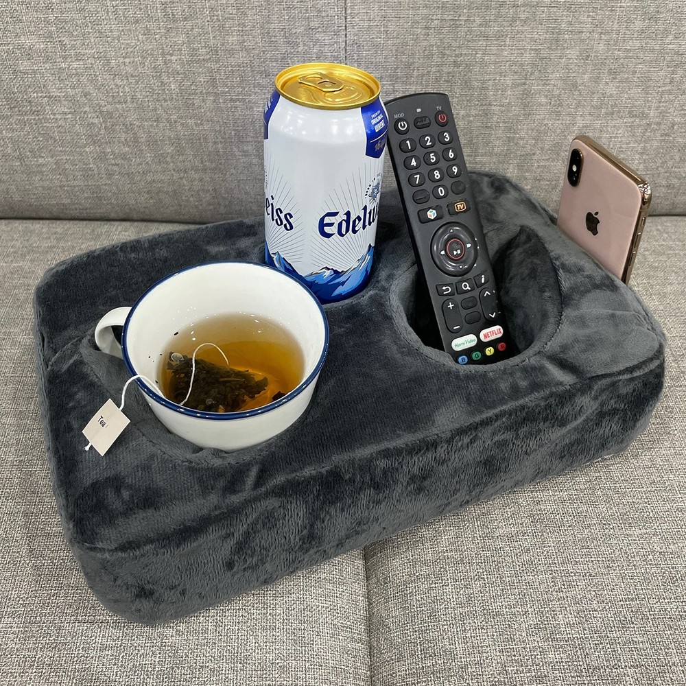 Couch Cup Holder Pillow, Couch Drinks Remotes Holder for Center of Couch, for...